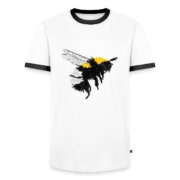 Hummel / Bumblebee Design I - Männer Kontrast-T-Shirt - Weiß/Schwarz - Vorne - AI Model Female 172 light (172cm) & AI Model Male 178 dark (178cm)