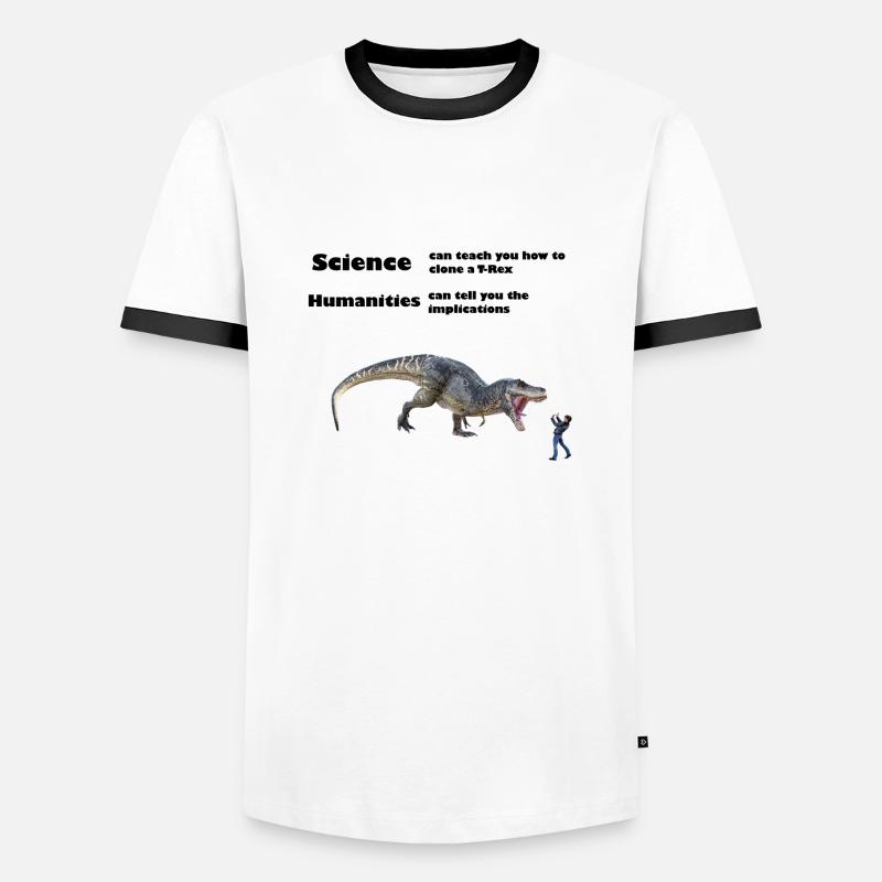 T-Rex – Science and Humanities - Männer Kontrast-T-Shirt - Weiß/Schwarz
