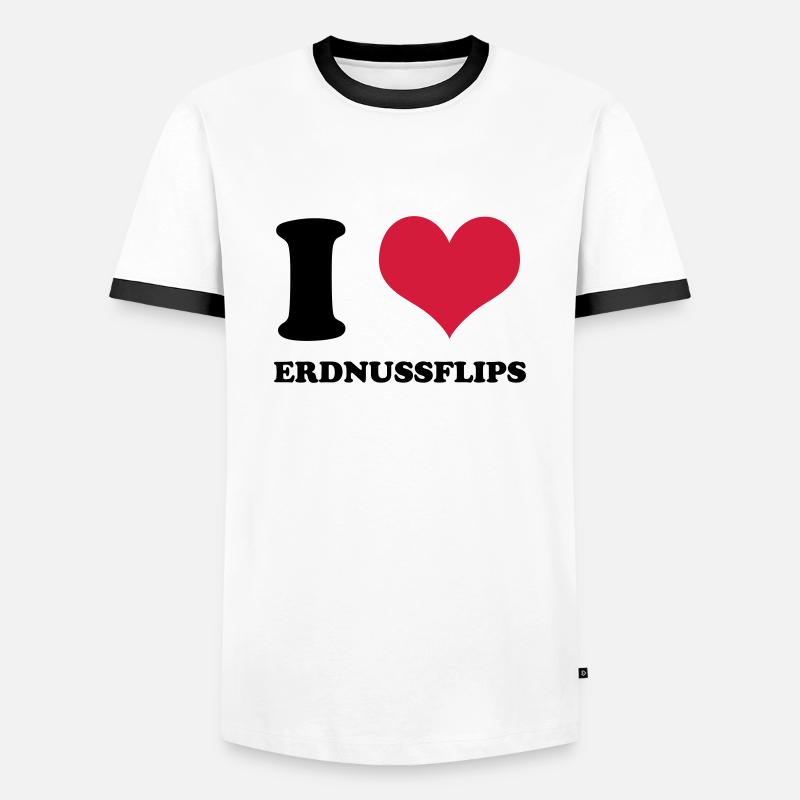 I Love Erdnussflips - Männer Kontrast-T-Shirt - Weiß/Schwarz