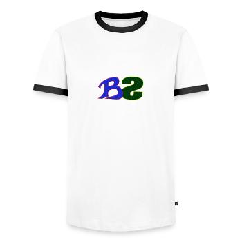 Banksy Style logo white - Men's Ringer Shirt - white/black - Front - AI Model Female 172 light (172cm) & AI Model Male 178 dark (178cm)