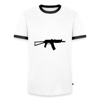 Russian Russian machine gun ak - Men's Ringer Shirt - white/black - Front - AI Model Female 172 light (172cm) & AI Model Male 178 dark (178cm)