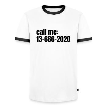 appelez-moi 13666 2020 - T-shirt contrasté Homme - blanc/noir - Devant - AI Model Female 172 light (172cm) & AI Model Male 178 dark (178cm)