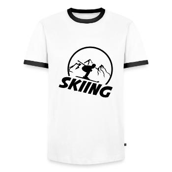skiing - Männer Kontrast-T-Shirt - Weiß/Schwarz - Vorne - AI Model Female 172 light (172cm) & AI Model Male 178 dark (178cm)