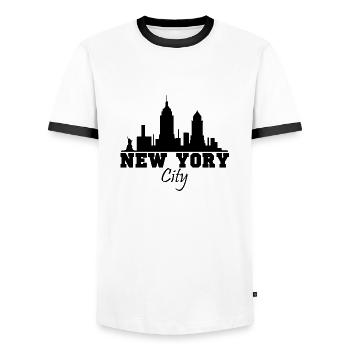 New York - Männer Kontrast-T-Shirt - Weiß/Schwarz - Vorne - AI Model Female 172 light (172cm) & AI Model Male 178 dark (178cm)