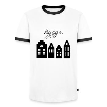 Hygge Lettering - City - Men's Ringer Shirt - white/black - Front - AI Model Female 172 light (172cm) & AI Model Male 178 dark (178cm)