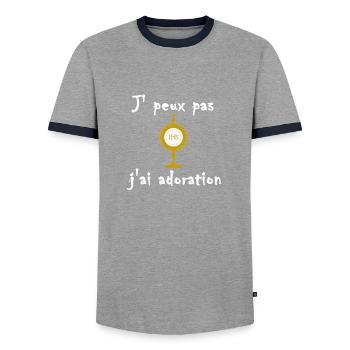 je peux pas j ai communion - T-shirt contrasté Homme - gris/marine  - Devant - AI Model Female 172 light (172cm) & AI Model Male 178 light (178cm)