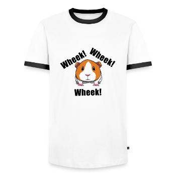 Ironic rodent guinea pig squeak - Men's Ringer Shirt - white/black - Front - AI Model Female 172 light (172cm) & AI Model Male 178 dark (178cm)