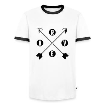 Cadeau de techno de musique Rave Raver - T-shirt contrasté Homme - blanc/noir - Devant - AI Model Female 172 light (172cm) & AI Model Male 178 dark (178cm)