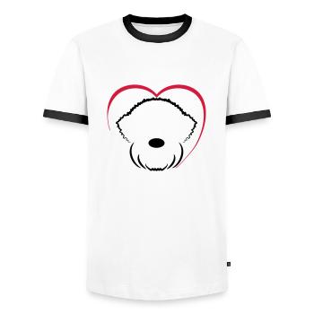 LR1 3 - T-shirt contrasté Homme - blanc/noir - Devant - AI Model Female 172 light (172cm) & AI Model Male 178 dark (178cm)