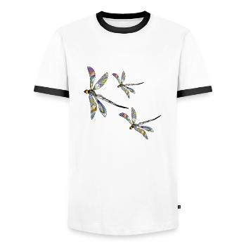 Libellules - T-shirt contrasté Homme - blanc/noir - Devant - AI Model Female 172 light (172cm) & AI Model Male 178 dark (178cm)