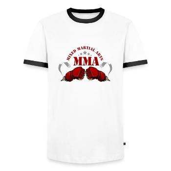 Mixed martial arts MMA bande de mma - Männer Kontrast-T-Shirt - Weiß/Schwarz - Vorne - AI Model Female 172 light (172cm) & AI Model Male 178 dark (178cm)
