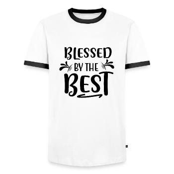 Blessed by the Best - Men's Ringer Shirt - white/black - Front - AI Model Female 172 light (172cm) & AI Model Male 178 dark (178cm)