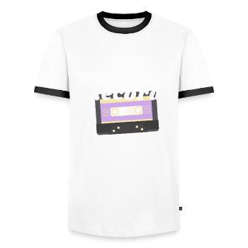 non binary for the record - Men's Ringer Shirt - white/black - Front - AI Model Female 172 light (172cm) & AI Model Male 178 dark (178cm)