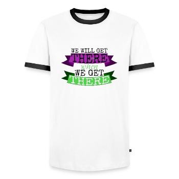 camping saying outdoors pacific north west hippie - Men's Ringer Shirt - white/black - Front - AI Model Female 172 light (172cm) & AI Model Male 178 dark (178cm)