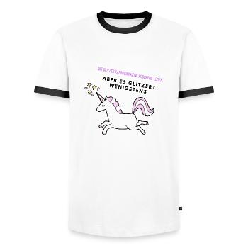 Glitzer Einhorn - Männer Kontrast-T-Shirt - Weiß/Schwarz - Vorne - AI Model Female 172 light (172cm) & AI Model Male 178 dark (178cm)