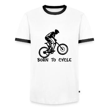 Vélo Biking Triathlon Cycling - T-shirt contrasté Homme - blanc/noir - Devant - AI Model Female 172 light (172cm) & AI Model Male 178 dark (178cm)