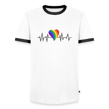 LGBT puls sort cadeau pride droits - T-shirt contrasté Homme - blanc/noir - Devant - AI Model Female 172 light (172cm) & AI Model Male 178 dark (178cm)