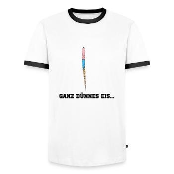 Ganz dünnes Eis - Männer Kontrast-T-Shirt - Weiß/Schwarz - Vorne - AI Model Female 172 light (172cm) & AI Model Male 178 dark (178cm)
