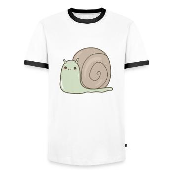 Snail - Men's Ringer Shirt - white/black - Front - AI Model Female 172 light (172cm) & AI Model Male 178 dark (178cm)