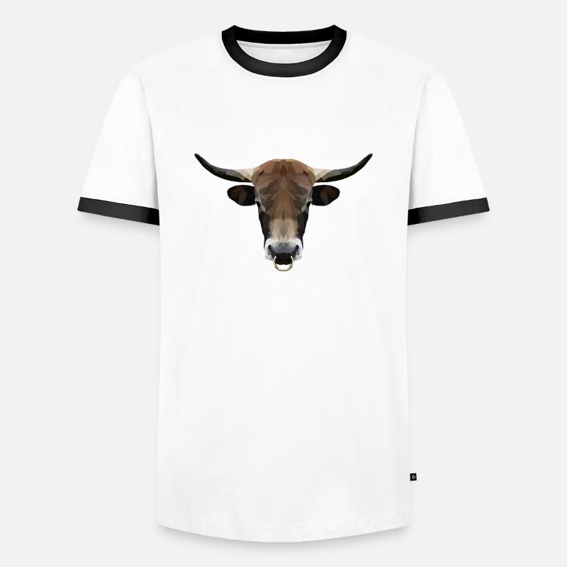 Polyart Stier - Männer Kontrast-T-Shirt - Weiß/Schwarz