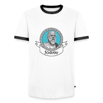 Le Socrate orné - T-shirt contrasté Homme - blanc/noir - Devant - AI Model Female 172 light (172cm) & AI Model Male 178 dark (178cm)