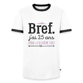 50 ans Anniversaire 25 ans Pour La Deuxième Fois - T-shirt contrasté Homme - blanc/noir - Devant - AI Model Female 172 light (172cm) & AI Model Male 178 dark (178cm)