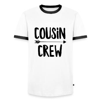 Cousin Crew - Men's Ringer Shirt - white/black - Front - AI Model Female 172 light (172cm) & AI Model Male 178 dark (178cm)