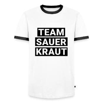 Team Sauerkraut - Männer Kontrast-T-Shirt - Weiß/Schwarz - Vorne - AI Model Female 172 light (172cm) & AI Model Male 178 dark (178cm)