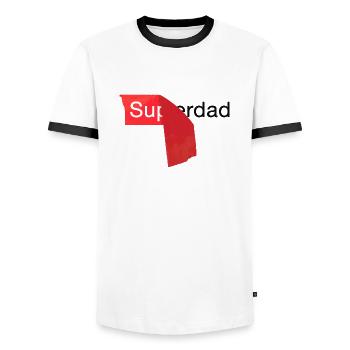 Superpapa Papa Père - T-shirt contrasté Homme - blanc/noir - Devant - AI Model Female 172 light (172cm) & AI Model Male 178 dark (178cm)