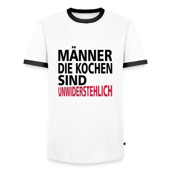 Männer die kochen sind unwiderstehlich - Männer Kontrast-T-Shirt - Weiß/Schwarz - Vorne - AI Model Female 172 light (172cm) & AI Model Male 178 dark (178cm)