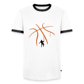 Basket-ball Basketball Basket - T-shirt contrasté Homme - blanc/noir - Devant - AI Model Female 172 light (172cm) & AI Model Male 178 dark (178cm)
