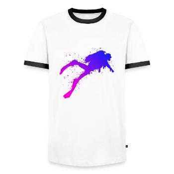 Scuba Diving Scuba Dive Men Divers - Men's Ringer Shirt - white/black - Front - AI Model Female 172 light (172cm) & AI Model Male 178 dark (178cm)
