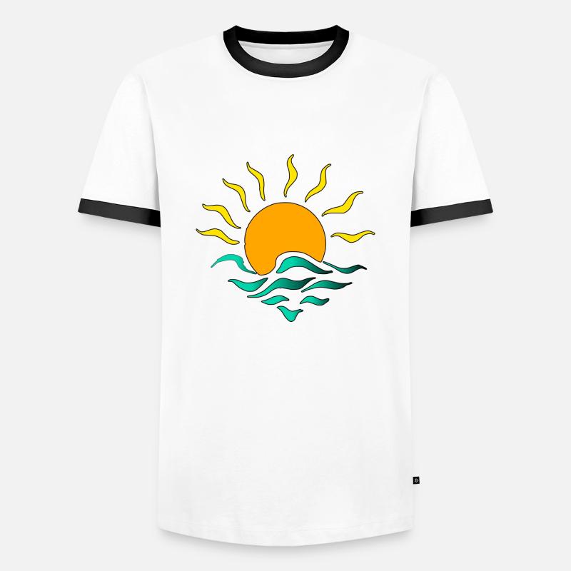 Sonne - Männer Kontrast-T-Shirt - Weiß/Schwarz