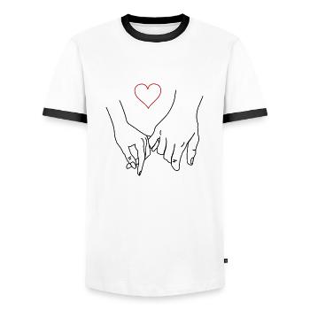 Hände Paar Love - Männer Kontrast-T-Shirt - Weiß/Schwarz - Vorne - AI Model Female 172 light (172cm) & AI Model Male 178 dark (178cm)