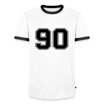 90 - T-shirt contrasté Homme - blanc/noir - Devant - AI Model Female 172 light (172cm) & AI Model Male 178 dark (178cm)