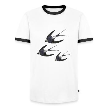 Vögel - Männer Kontrast-T-Shirt - Weiß/Schwarz - Vorne - AI Model Female 172 light (172cm) & AI Model Male 178 dark (178cm)