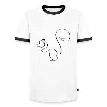 Squirrel Line Art - Minimalist - Men's Ringer Shirt - white/black - Front - AI Model Female 172 light (172cm) & AI Model Male 178 dark (178cm)