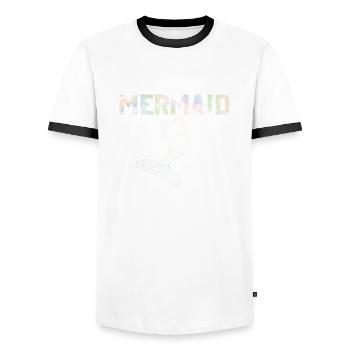 Mermaid Mom Mermaid Mama Saying - Men's Ringer Shirt - white/black - Front - AI Model Female 172 light (172cm) & AI Model Male 178 dark (178cm)