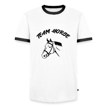 Team Horse - Men's Ringer Shirt - white/black - Front - AI Model Female 172 light (172cm) & AI Model Male 178 dark (178cm)