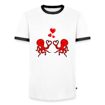 Octopus Love - Männer Kontrast-T-Shirt - Weiß/Schwarz - Vorne - AI Model Female 172 light (172cm) & AI Model Male 178 dark (178cm)