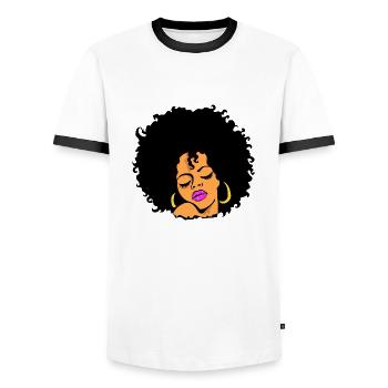 black lady african style gift for her - T-shirt contrasté Homme - blanc/noir - Devant - AI Model Female 172 light (172cm) & AI Model Male 178 dark (178cm)