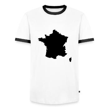 Carte du drapeau de la France - T-shirt contrasté Homme - blanc/noir - Devant - AI Model Female 172 light (172cm) & AI Model Male 178 dark (178cm)