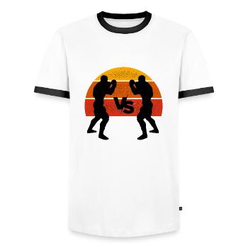 Vintage Boxing - Boxer Geschenkidee - Männer Kontrast-T-Shirt - Weiß/Schwarz - Vorne - AI Model Female 172 light (172cm) & AI Model Male 178 dark (178cm)
