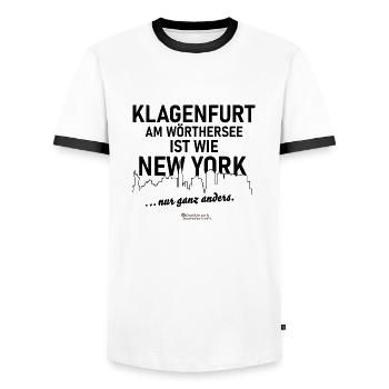 Klagenfurt am Wörthersee - Männer Kontrast-T-Shirt - Weiß/Schwarz - Vorne - AI Model Female 172 light (172cm) & AI Model Male 178 dark (178cm)