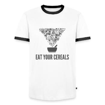 Eat Your Cereals - Männer Kontrast-T-Shirt - Weiß/Schwarz - Vorne - AI Model Female 172 light (172cm) & AI Model Male 178 dark (178cm)