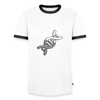 DNA - Illustration - Men's Ringer Shirt - white/black - Front - AI Model Female 172 light (172cm) & AI Model Male 178 dark (178cm)