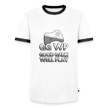 GG WP GOOD GAME WELL PLAY + Controller - Gaming - Männer Kontrast-T-Shirt - Weiß/Schwarz - Vorne - AI Model Female 172 light (172cm) & AI Model Male 178 dark (178cm)
