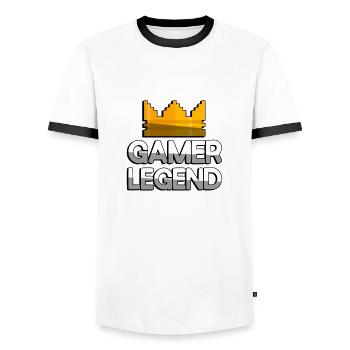 GAMER LEGEND + King Crown - Gaming - Men's Ringer Shirt - white/black - Front - AI Model Female 172 light (172cm) & AI Model Male 178 dark (178cm)