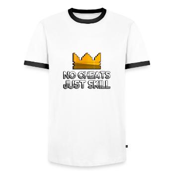 NO CHEATS JUST SKILL + King Crown - Gaming - Männer Kontrast-T-Shirt - Weiß/Schwarz - Vorne - AI Model Female 172 light (172cm) & AI Model Male 178 dark (178cm)