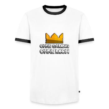 OHNE GAMING OHNE MICH + King Crown - Gaming - Männer Kontrast-T-Shirt - Weiß/Schwarz - Vorne - AI Model Female 172 light (172cm) & AI Model Male 178 dark (178cm)